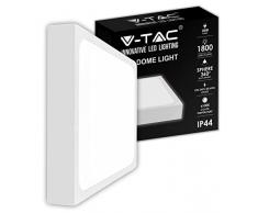 V-TAC Plafoniera LED Quadrata da Soffitto 18W con Interruttore - Alta Luminosità - Luce 6500K Bianca Fredda - Lampada Satinata per Casa e Ufficio - 1530 Lumen - 225 x 225 mm