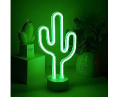 Lampada cactus, Lampada Led Effetto Neon - Insegna al neon LED alimentata a batteria o USB - Insegne luminose per camera da letto per Natale, feste, bar