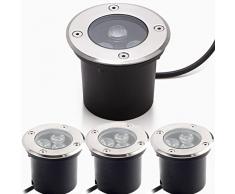 4 Faretti da Pavimento, Dailyart Faretto da Pavimento da Incasso 3W 230V AC IP65 270lm Faretti a Incasso LED da Segnapasso esterno lampada da terra, acciaio inox rotondo caldo Bianco