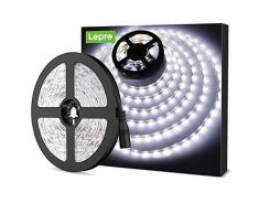 LE Striscia LED 5m 300 LED SMD 2835 Bianco Diurno 6000K, 16W 2300LM Luce Nastro Luminoso Flessibile, Strisce LED 12V per Illuminazione Domestica, Magazzino, Negozio, ecc.