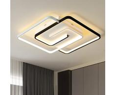 minifair Plafoniera moderna a led 36W 50cm con telecomando geometria quadrata bianco e nero dimmerabile da incasso per soggiorno camera da letto cucina