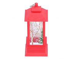Lanterna a Sospensione per Esterni, Luce Decorativa Incandescente di Natale Lampada a Sospensione Portatile a LED Piccola Ornamenti di Babbo Natale per Regali per Feste per Bambini(rosso)