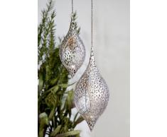 Casablanca Grande Lampada a Sospensione Purley portalumini, in Metallo, Lunghezza Totale: 99 cm (43 cm Lampada e 56 cm Catena), Colore. Argento Anticato