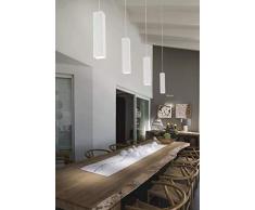 lampadario lampada a sospensione squadrato metallo bianco per isola cucina design moderna gu10 led