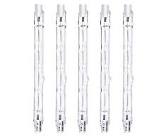 Luxvista Dimmable R7S 118mm 200W Lampadina alogena a matita, AC220-240V, 3900lm J118 proiettore alogeno lineare per lilluminazione di paesaggio, sicurezza, lampadario (5-PCS, bianco caldo 2800K)
