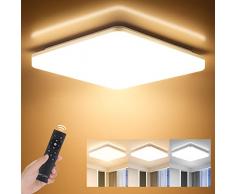 Plafoniera Soffitto Dimmerabile 18W 1800LM, Regolabile con Telecomando 3000K~6500K Impermeabile IP54 Moderna LED Luce Quadrata, LEOEU LED Plafoniera per Soggiorno Bagno Cucina e Balcone