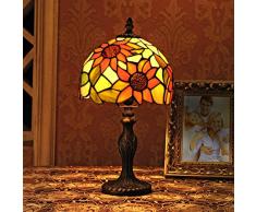 Gweat Lampada vetrate 8-Inch Pastorale Girasole di Tiffany Lampada da tavolo Lampada da comodino camera da letto