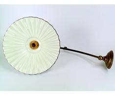 Applique ottone brunito,appliques vetro ceramica,lampada parete lampioncino al3 Dimensioni max: Sporgenza 54,5cm,diametro piatto 29cm,diametro base 9,5cm. Le dimensioni sono comprensive del piatto.Portalampade attacco Edison E14 (attacco piccolo).