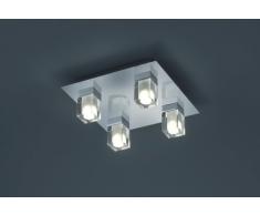 Trio Leuchten Trio 681910406 Cubo Plafoniera LED, 4x4.5 Watt, Cromo/Trasparente Chiaro, 25x25x10 cm