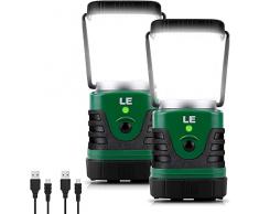 LE Lampada LED da Campeggio Ricaricabile USB, Lanterna da Campeggio Portatile Impermeabile, 4 Modalità Dimmerabili, LED Luce Esterna per Campeggio, Escursionismo, Pesca, Emergenza (Pacco da 2)