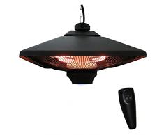 Outsunny Lampada Riscaldante per Esterni con Luce LED, 2 Livelli di Potenza 1000/2000W e Telecomando, 43x43x25cm, Nero