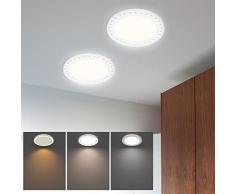 Klighten 2 Pezzi Led Lampada da Soffitto Tonda 24W, Modern Led Plafoniera Bianco per Cucina Soggiorno Camera Corridoio, Luce Soffitto Temperatura Colore Regolabile 3000K/4000K/6500K, 1779Lumen, Ø23cm