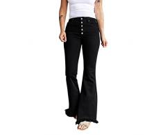 MJGkhiy Mid Classic Pantaloni casual Denim tasche sui fianchi sottili jeans a fiaccola per donne jeans da donna uomo pantaloni jeans – Boot Cut, Nero , XL