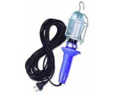 Electraline 60999 Lampada Portatile con Interruttore, Cavo 10 mt, Uso in Cantiere, Ispezione, Officina, Cantina, Lavoro, Garage, Nero/Azzurro