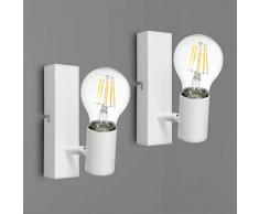 Kimjo Lampada da Parete Orientabile, Bianco Applique da Muro E27, Aplique Parete Moderno per Salotto Camera Corridoio, Plafoniera Faretti Senza Lampadina, Adatta per E27, Max Non più di 60W (2 Pezzi)