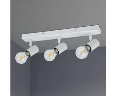 Kimjo Lampada da soffitto Orientabili, Bianco Plafoniera da Soffitto con 3 Faretti, Non Incluse ma Adatta per Lampadine E27, Max Non più di 60W, Lampadario LED Moderna da soffitto per Camera Salotto