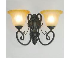 Iron: Bucolico corridoio-Lampada da parete, modello europeo Bedsides da parete Lampada applique da parete da parete per soggiorno Vintage nero