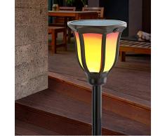 Solare Fiaccola Giardino Acropoli 2er-Set con Vera Flammeneffekt - Grande 1,5W Modulo - 96 Built-In Leds - ( Dxh ): 14 x 62cm - Torcia Luce Illuminazione Lampada Esotec 102495