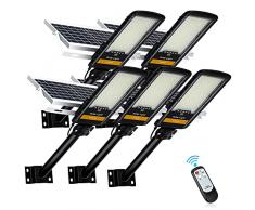 Kingwei 5 Pezzi 80W Lampione Solare Led Esterno con Pannello Solare, 84LEDs, 6500K Luce Fredda, IP67 Impermeabile, Lampioni Solare a Led da Esterno con Telecomando