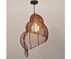 Lampadario di bambù Retrò Light Fixtures Vimini Lampadari Lampadario Dinging Room Lampada a soffitto Cascina luce del pendente Conch, vimini Rattan Shades Weave Lamp (colore : Caffè-35cm)