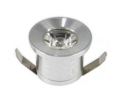 Vetrineinrete® Faretto led ad incasso 1 watt mini spot punto luce tondo luce bianca 6500k calda 3000k naturale 4000k verde blu rossa driver 220v con bordo argento (Luce bianca fredda 6500k) F11