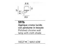 Applique con paralume Perenz 5976 Applique da parete con montatura in cromo lucido e paralume in tessuto