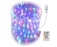GLPE Tubo LED da 20 m con USB, 200 LED, 16 colori cangianti, IP65, impermeabile, per esterni, tubo luminoso RGB per Natale, giardino, feste, campeggio
