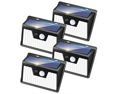 4 Pezzi Luci Solari Esterno 140 LED Lampade da Parete con Sensore di Movimento, 3 Modalità Impermeabile LED Esterno Wireless di Sicurezza per Giardino