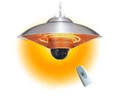 2500W Riscaldatore da esterno Lampada da riscaldamento a sospensione elettrica alogena da esterno con montaggio a soffitto con telecomando e 2 impostazioni di calore Uso esterno o interno Ca