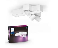Philips Hue White&Color Ambiance Centris, Plafoniera Smart, LED integrato e 4 Faretti centrali orientabili inclusi, Bluetooh, Controllo Vocale, Bianca