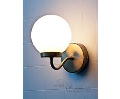 Lampada da parete per interni inox classe IP20 Applique bagno dal design in Art Nouveau stile Liberty effetto bronzo bianco E14