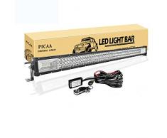 PICAA Barra Led Fuoristrada, 42 pollici 104cm Barra Luce a Led Tripla Fila 540W Spot Flood Led Luci di Lavoro Fuoristrada a Led Con Strobo Cablaggio per FUORI STRADA Moto 4WD SUV ATV UTV Camion 12V