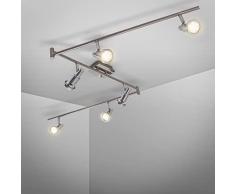 Plafoniera LED con faretti orientabili, include 6 lampadine GU10 da 5W 400Lm, luce calda 3000K lampadario moderno in metallo, lampada da soffitto per cucina o camera da letto 230V IP20