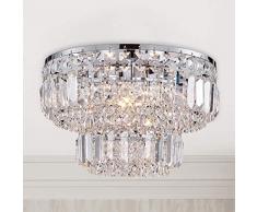 Bestier Lampadario moderno in cristallo cromato con montaggio a filo Illuminazione a LED Lampada da soffitto Lampada per sala da pranzo Bagno Camera da letto Soggiorno 4 Lampadine G9 richieste