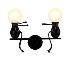 KAWELL Humanoid Creativo Applique da Parete Moderna Lampada da Parete Semplice Lampada a Muro Applique Candelabro Art Deco Max 60W E27 per Camera da letto, Scala, Corridoio, Ristorante, Nero