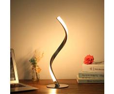 Abat Jour da Comodino 41.5CM, Spirale Lampada Comodino 6W 400LM 3000K, Bianco Caldo Lampada Comodino Camera da Letto con Caricatore EU, Lampada da Tavolo Spirale per Soggiorno Ufficio(Non Dimmerabile)