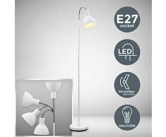 Lampada da terra, piantana elegante con paralume orientabile, altezza 1.450mm, adatta per 1 lampadina E27 non inclusa, interruttore a pedale, lampada a stelo vintage industriale, bianca, retrò, IP20