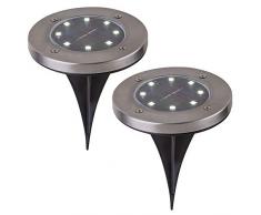 2x lampada solare spot esterno lampada da esterno in acciaio inox impermeabile percorso ESTERNO illuminazione giardino terrazza prato carraio lampada da terra a terra