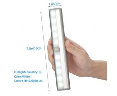 Luce per Armadio a Batteria, Lampada da Parete con Sensore di Movimento, 10 LED senza fili di notte con Striscia Magnetica, Stick-Anywhere per Scala, Cassetto, Armadio, Soffitta, Cucina