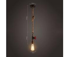 Modeen Singola Testa Canapa Vintage Corda Appesa Luce Lampada a sospensione a fune della corda di canapa del lampadario del tubo dell'acqua del ferro industriale di E27 Edison lampadina del caffè Lamp