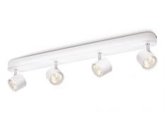 Philips Lighting Faretti Star, 4 Punti Luce Orientabili, LED integrato, 5W, Base Tonda, Bianco