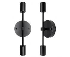 LAKONEI Illuminazione da Parete Vintage per Bagno Nero 2 Pezzi Lampada da Soffitto Lampada da Parete con 2 Luci Applique da Parete Interno Industriale Moderna Lampada da Specchio per foyer