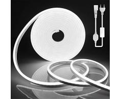 SPAHER Striscia LED Neon 220v Flessibile Impermeabile IP65, 20 Metri 120 LED/M, Bianco Freddo, Luci Striscia LED Neon per Camera da letto, Bar, Sala Giochi, Compleanno,con Adattatore e Controller
