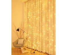 Litogo Tenda Luminosa, 3X3M 300LED Tenda Luci Natale 8 Modalità Dimmerabile IP64 Impermeabile Led Tenda Luminosa Interno/Esterno con Telecomando et Timer, Luci Tenda USB per Camera Matrimonio Giardino