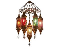 OPPHLED Illuminazione a sospensione industriale, Illuminazione a sospensione a gabbia di metallo, Illuminazione a lampadario esotico boemo Marocco, Lampada a sospensione Illuminazione a soffitto per s