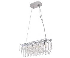 Moderno Lampadario a sospensione Cristallo goccia di pioggia Lampada da soffitto Apparecchio a sospensione per sala da pranzo Bagno Camera da letto 4 Lampadine G9 Richiesto L60cm x L25cm x H25cm