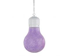 ONLI Lampadona - Lampadario a Forma di Lampadina Gigante. Struttura in Metallo Bianco. Vetro Colore GLICINE