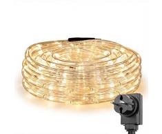 LE Tubo Luminoso 10m 240 LED Bianco Caldo, Luci Stringa Luminosa Impermeabile IP65 Trasparente Attacco Spina EU, Luce Magica Fatata per Decorazioni Interni ed Esterni, Natale, Compleanno, ecc.