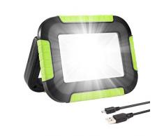 LE Faro LED Ricaricabile, Lampada da Campeggio LED con Cavo USB, 3 Modalità 4400mAh Lampada da Lavoro Portatile, 10W 1000LM Faretto LED Esterno Impermeabile per Cantiere, Emergenza, Pesca, Tenda, ecc