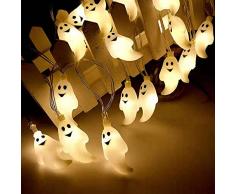 Luci della Festa di HalloweenFantasmi, 3M 20 LED Luci Stringa con Decorazioni Fantasma,Fantasma per Decorazioni di Halloween Funziona a Batteria, Giardino, Interni, Portico, Esterna